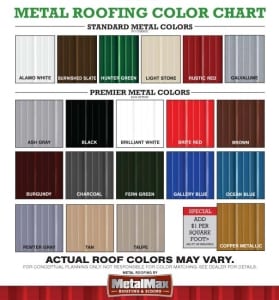 Metal Color Chart Portable Buildings