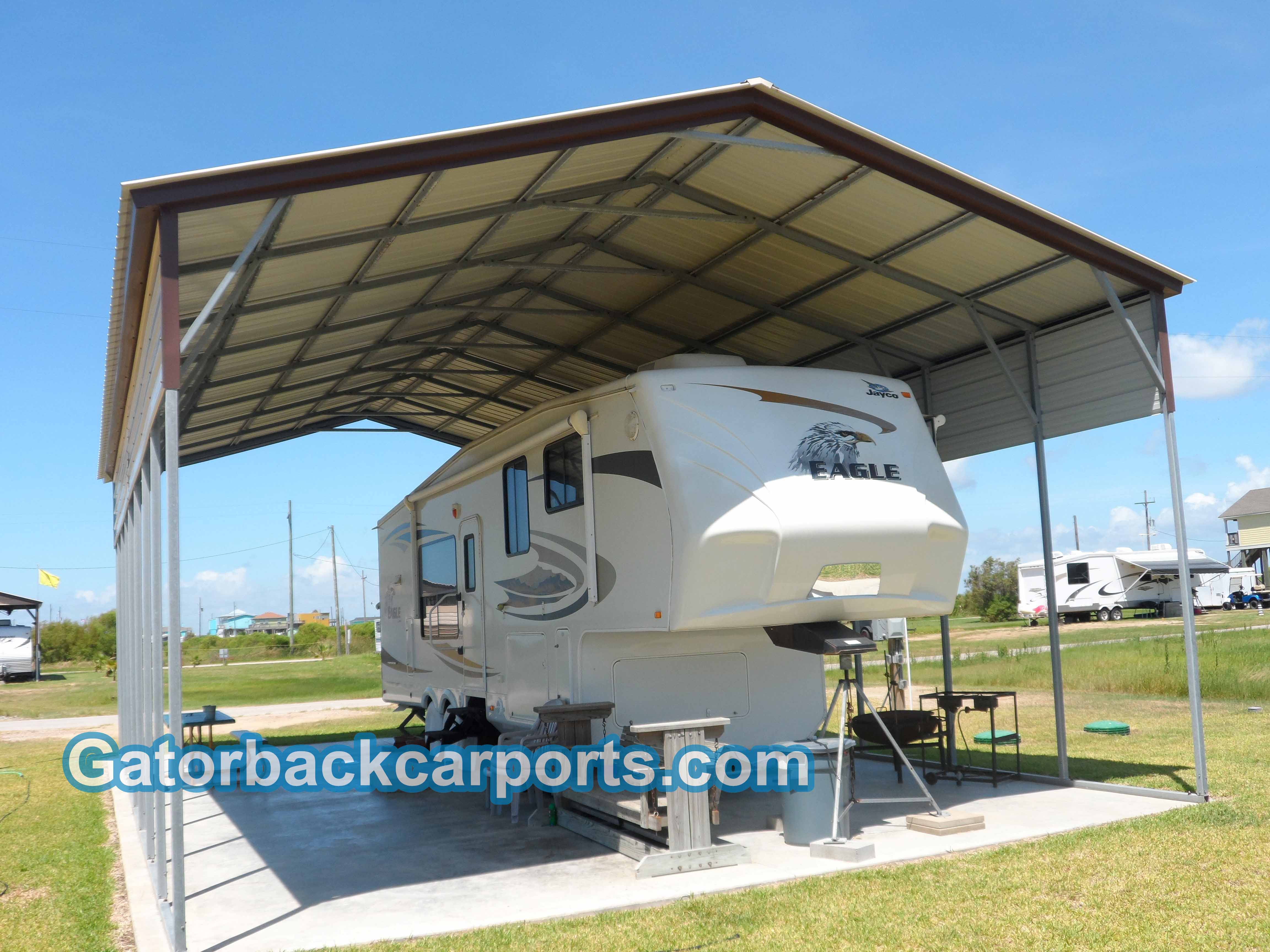 24' x 40' x 12' Vertical Roof RV Cover One Side Enclosed, SE Texas Area  Dealer